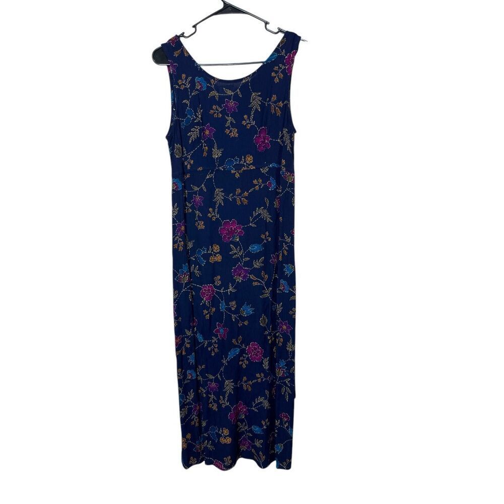 Vintage R&K 90s Blue Floral‎ Print Maxi Dress Size 4P